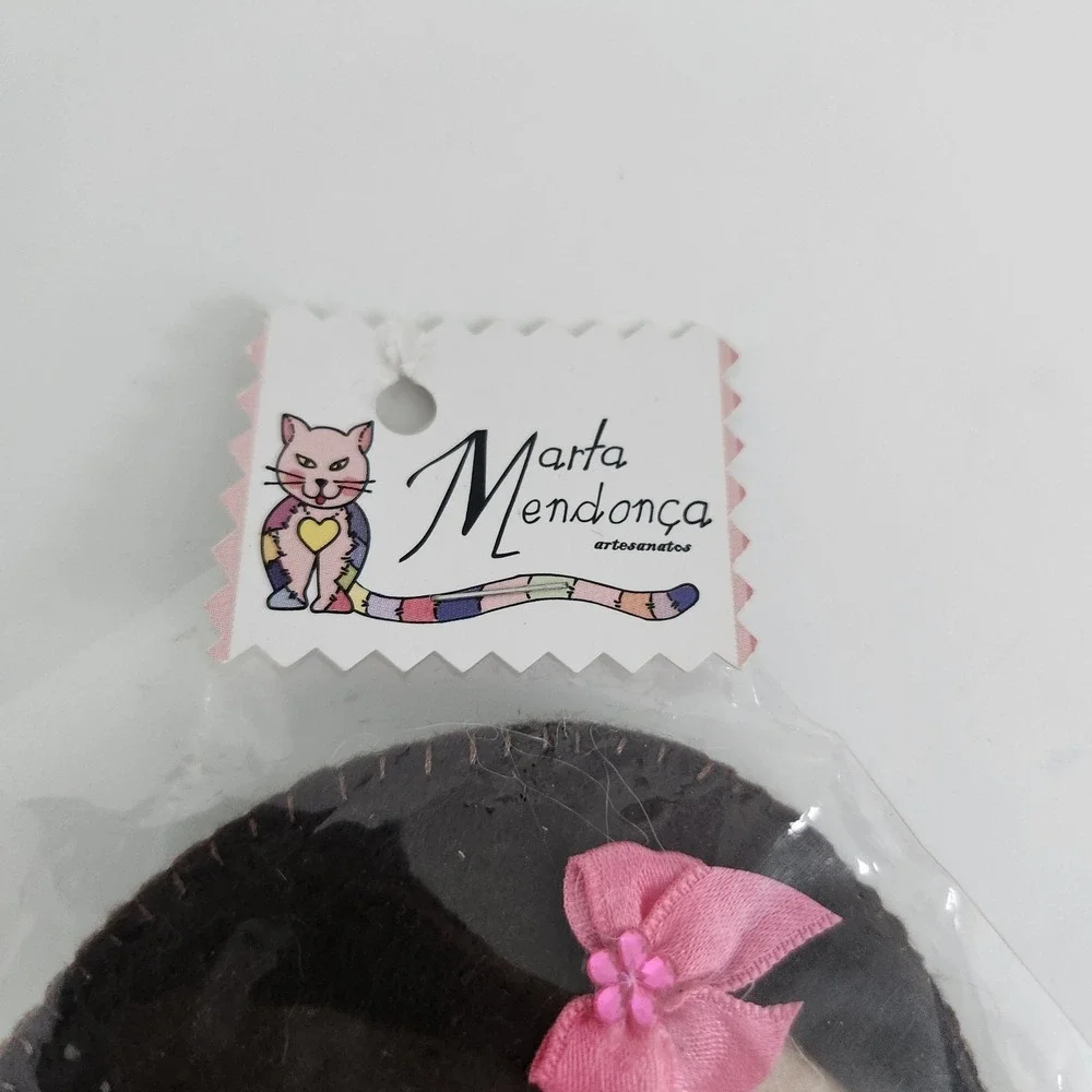 Marta Mendonça Handmade Felt Girl Earring‎ Organizer Pink Star Mesh Wall Hanging
